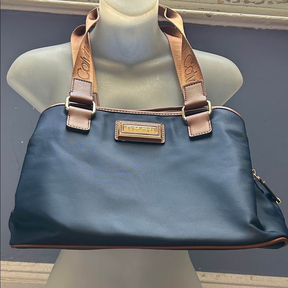 REDUCED’nNWOT Calvin Klein Navy and Brown Shoulder Bag